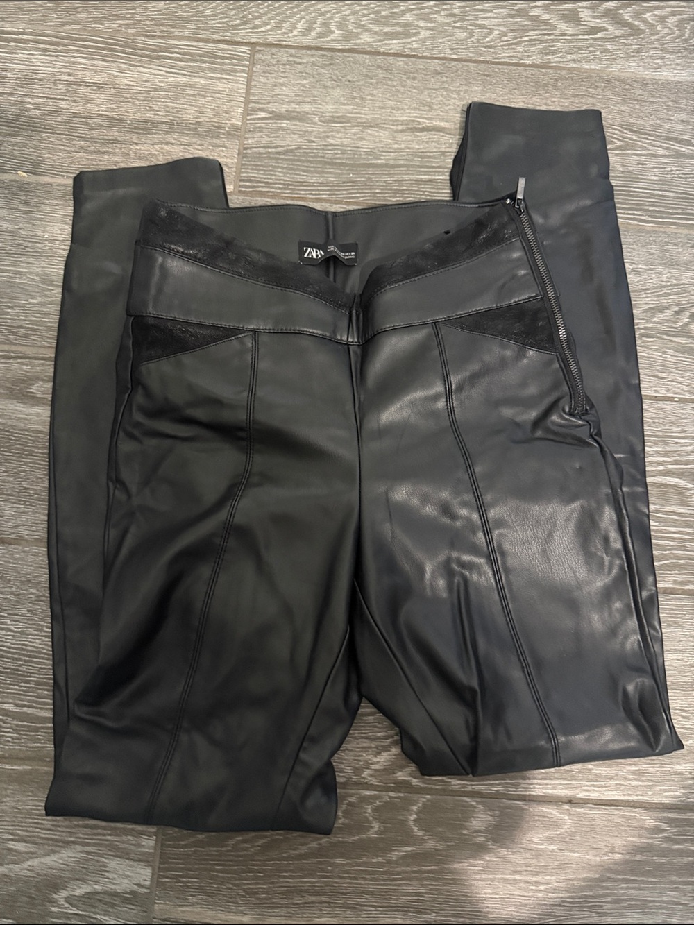 Zara Black Faux Leather Panel Leggings